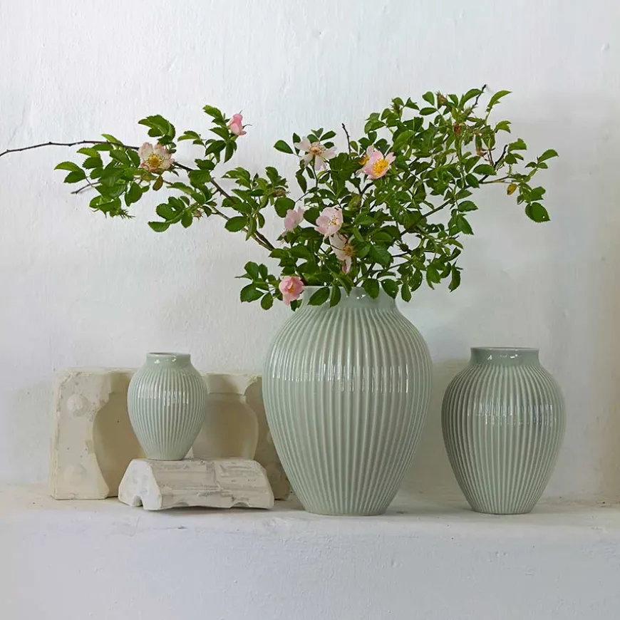 Knabstrup Keramik Vase 27cm Riflet Mint