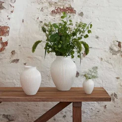 Knabstrup Vase 27cm Riflet Hvit