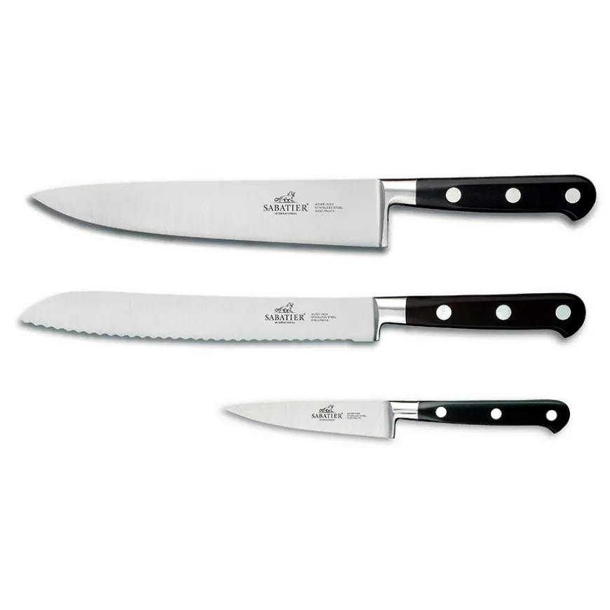 Sabatier Licorne Knivsett 3 Kniver Stål/Svart